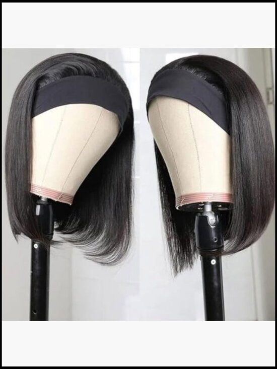 Bob Headband Wig Human Hair Short Straight Remy Easy Wear Go Glueless 8 Inch main image 7